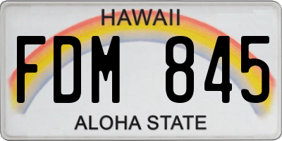 HI license plate FDM845