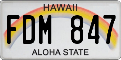 HI license plate FDM847