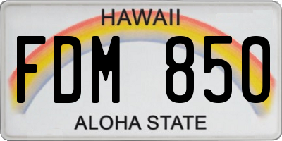 HI license plate FDM850