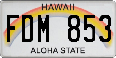 HI license plate FDM853