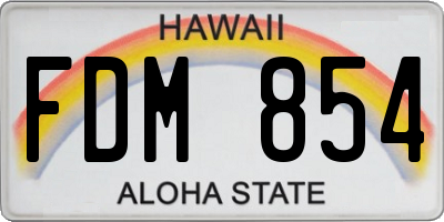 HI license plate FDM854