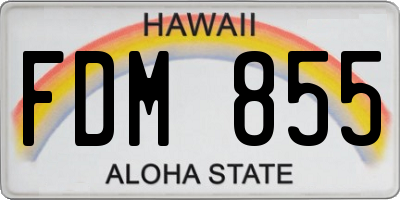 HI license plate FDM855