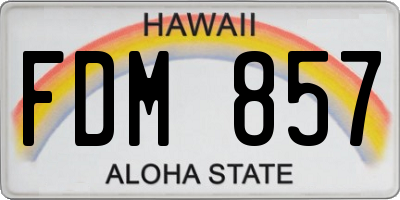 HI license plate FDM857