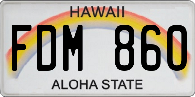 HI license plate FDM860