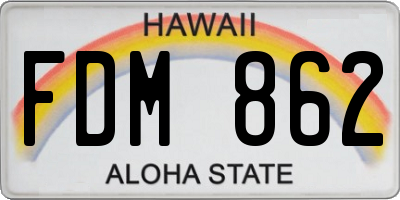 HI license plate FDM862