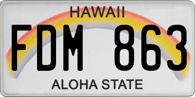 HI license plate FDM863