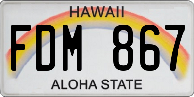 HI license plate FDM867