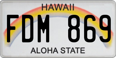 HI license plate FDM869