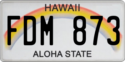 HI license plate FDM873