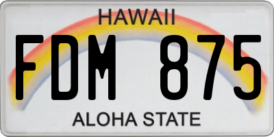 HI license plate FDM875