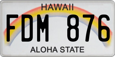 HI license plate FDM876