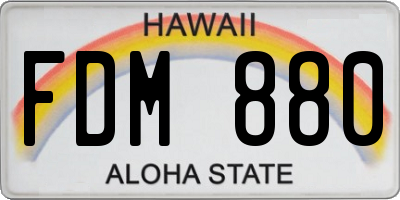 HI license plate FDM880