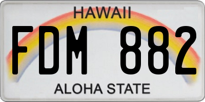 HI license plate FDM882