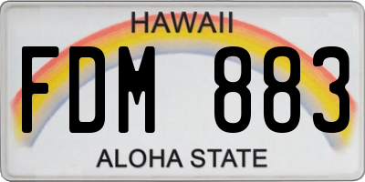 HI license plate FDM883