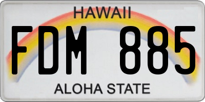 HI license plate FDM885