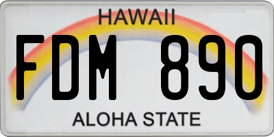 HI license plate FDM890