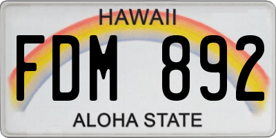 HI license plate FDM892