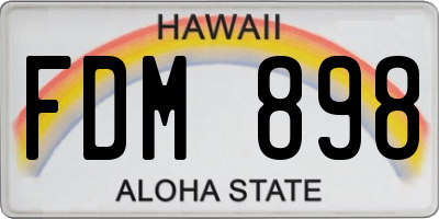 HI license plate FDM898