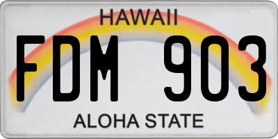 HI license plate FDM903