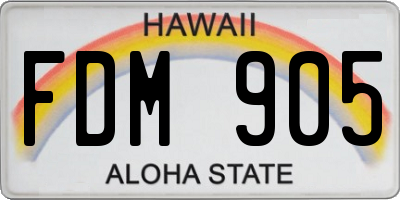 HI license plate FDM905