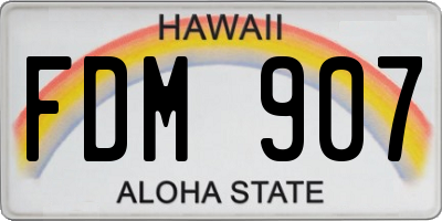 HI license plate FDM907