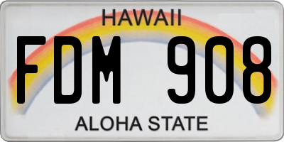 HI license plate FDM908