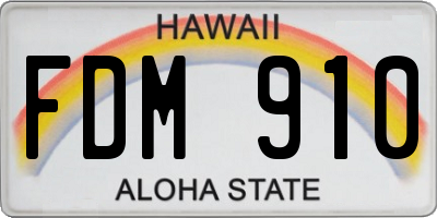 HI license plate FDM910