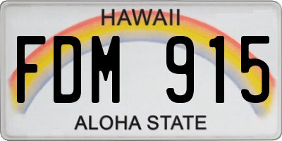 HI license plate FDM915