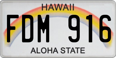 HI license plate FDM916