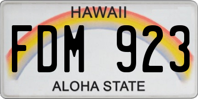 HI license plate FDM923