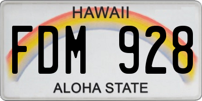 HI license plate FDM928