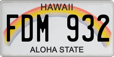 HI license plate FDM932