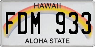 HI license plate FDM933