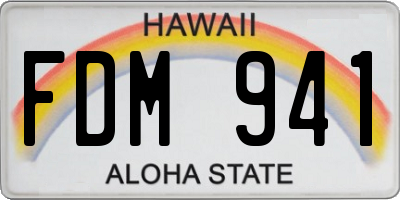 HI license plate FDM941