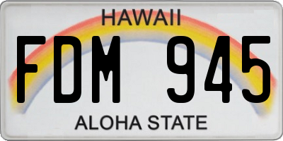 HI license plate FDM945
