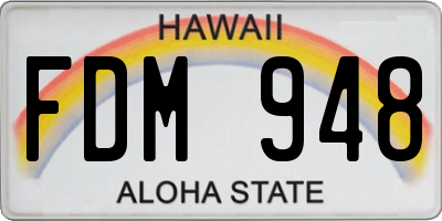 HI license plate FDM948
