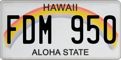 HI license plate FDM950