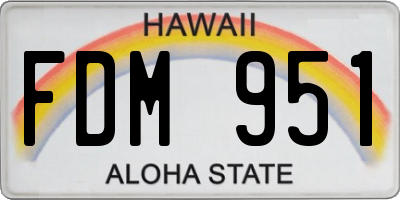 HI license plate FDM951