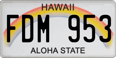 HI license plate FDM953