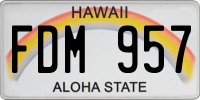 HI license plate FDM957