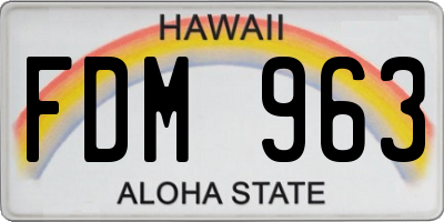 HI license plate FDM963