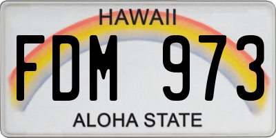 HI license plate FDM973
