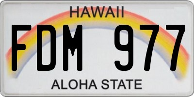 HI license plate FDM977