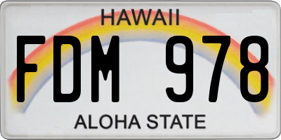 HI license plate FDM978