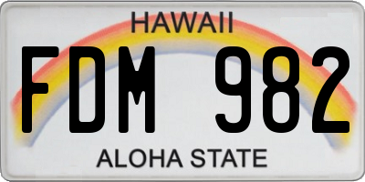 HI license plate FDM982