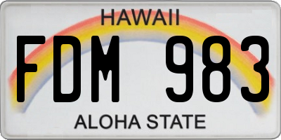 HI license plate FDM983