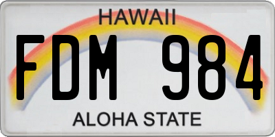 HI license plate FDM984