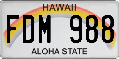 HI license plate FDM988