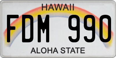 HI license plate FDM990