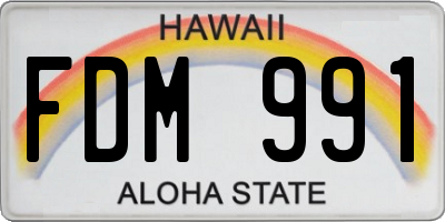 HI license plate FDM991